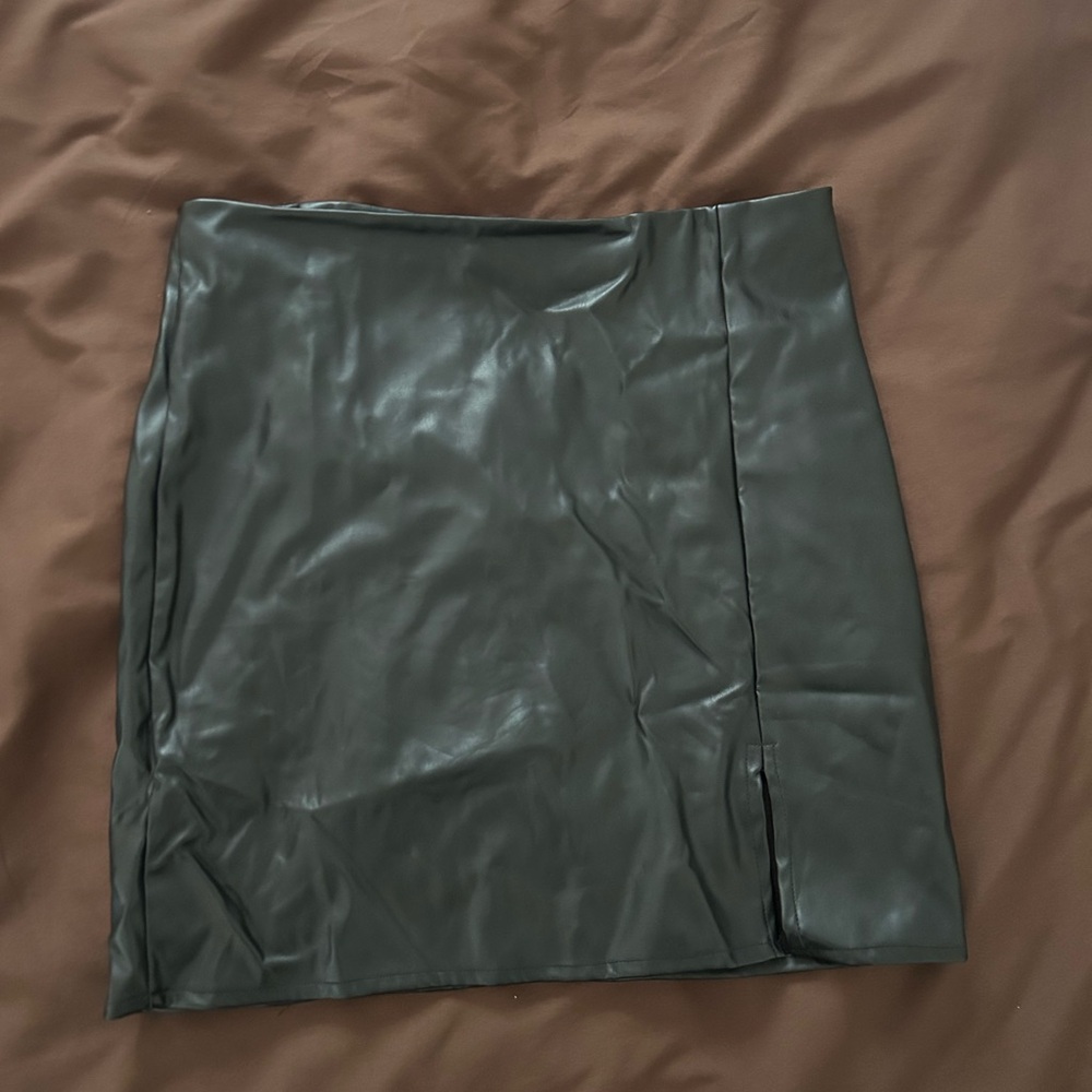 Faux Leather Mini Skirt in Black